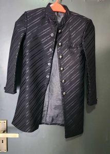 Stylish Black Striped Nehru Jacket