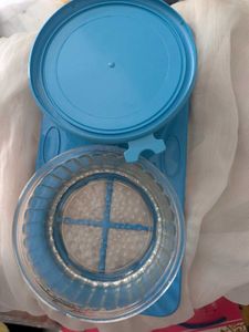 Blue Glass Bowl Set with Lids