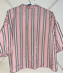 Pink Striped Puff Sleeve Top