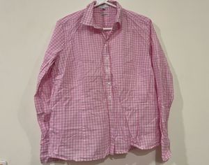 Pink Gingham Button-Up Shirt