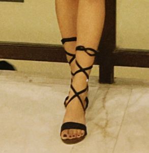 Black Lace-Up Sandals