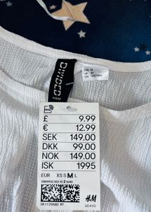 H&amp;M White Puff Sleeve Cropped Top