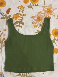 Olive Green Ribbed Tank Top