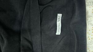 zara Asymmetric Black Draped Off-Shoulder Top