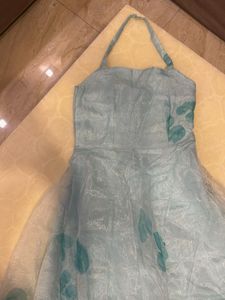 Strapless Baby Blue Embellished Dress