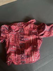 Boho Print Cropped Blouse