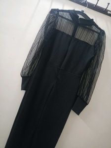 Sheer Sleeve Midi Dress
