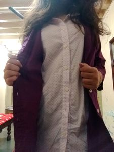 Purple White Long Boyfriend Shirt