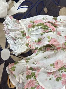 Floral Print Top with Lace Trim
