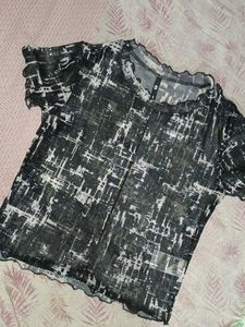 Sheer Graphic Print Top