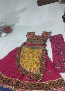 Garba dress pink Embroidered Lehenga Choli Set