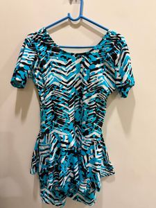 Blue Swim Dress with built in shorts - XL