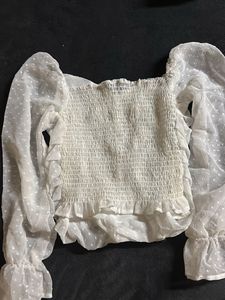 Sheer Swiss Dot Puff Sleeve Top
