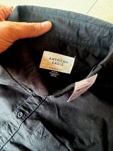 Men's Black Short Sleeve Button-Up Shirt