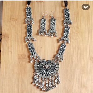 Oxidized Silver Necklace & Earrings Set