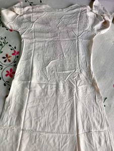 White Kurta with Pink Embroidery