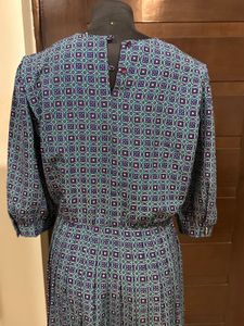 Imported Vintage Print Midi Dress