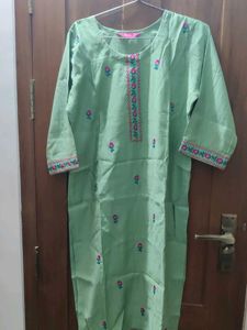 Mint Green Embroidered Kurti
