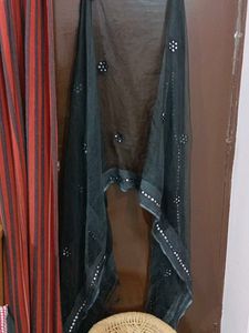 Elegant Ensemble: Black Net Dupatta + FREE Bangles