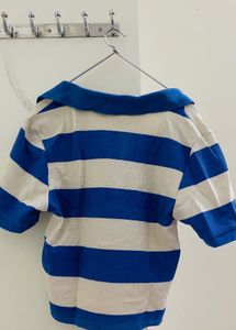 Blue &amp; White Striped Polo Shirt