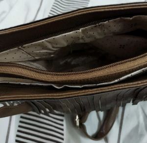 Brown Fringed Crossbody Sling Bag