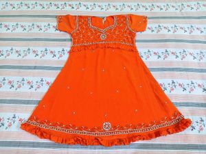 Orange Anarkali Kurta Set