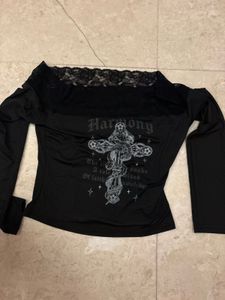 Gothic Lace Trim Off-Shoulder Top (from shein USA)