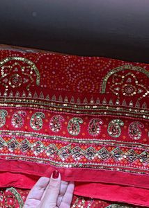 Embellished Red saree