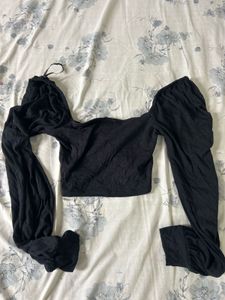Chic Black Off-Shoulder Long Sleeve Top