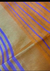 Vibrant Checked Orange Saree with blouse pc