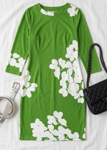 Green Floral Print Dress with no belt