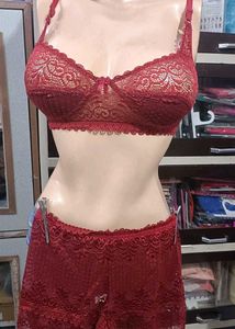 Elegant Red Lace Bra Set