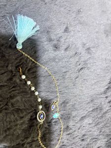 Evil Eye Bracelet with Tassel Charm