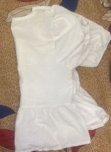 Cute White Ruffled Square Neck Top