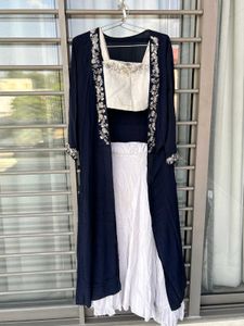 zardozi Embroidered Navy indo Western Set with gre