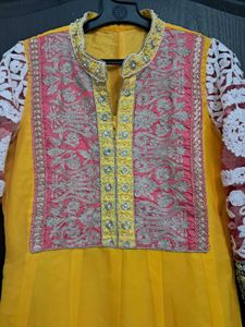 Yellow Embroidered Anarkali