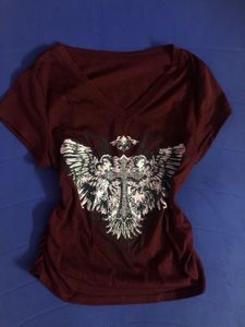 Gothic Angel Wing Cross T-Shirt
