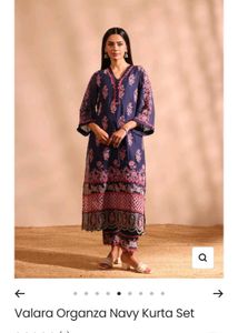 shopMulMul's Navy Blue Floral Kurta , no dupatta