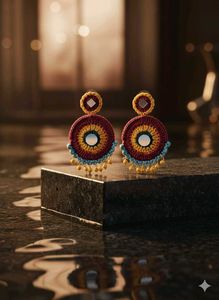 traditional and floral Handcrafted Crochet Earring