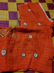 Orange Checked Blouse