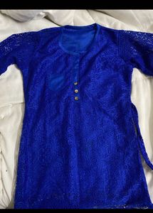 Royal Blue Vintage Lace Kurta Top