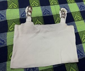 White Chain Strap Crop Top