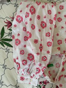 White Floral Puff Sleeve Shirt