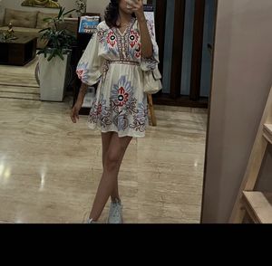 Boho Embroidered Kimono Dress