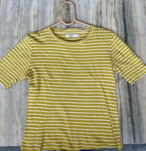 Yellow Striped Crop Top