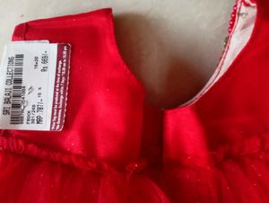 girls Red Ruffled frock