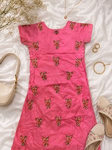 🪷Y2k Desi Doll Pink Silk Kurta🪷