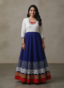 Elegant White Embroidered Ethnic Gown