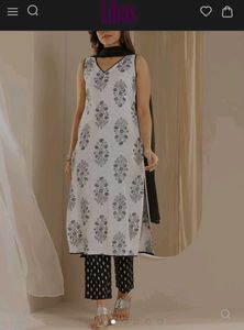 White Printed Kurta Set with Dupatta