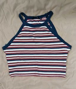 Striped Halter Neck Crop Top